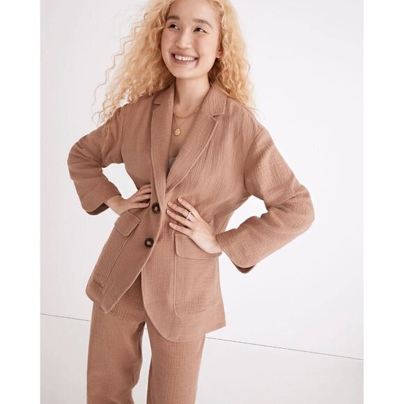 Madewell Cotton-Linen Relaxed Larsen Blazer - Picture 3 of 7